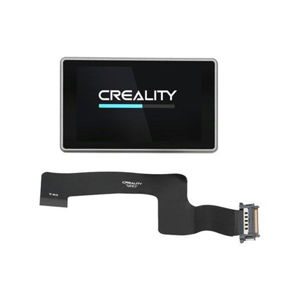 Touch screen with flex cable and Creality logo on dark glass display