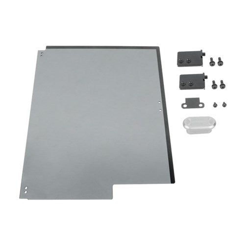Replacement glass front door panel with mounting hardware, brackets, and screws for K1 3D printer