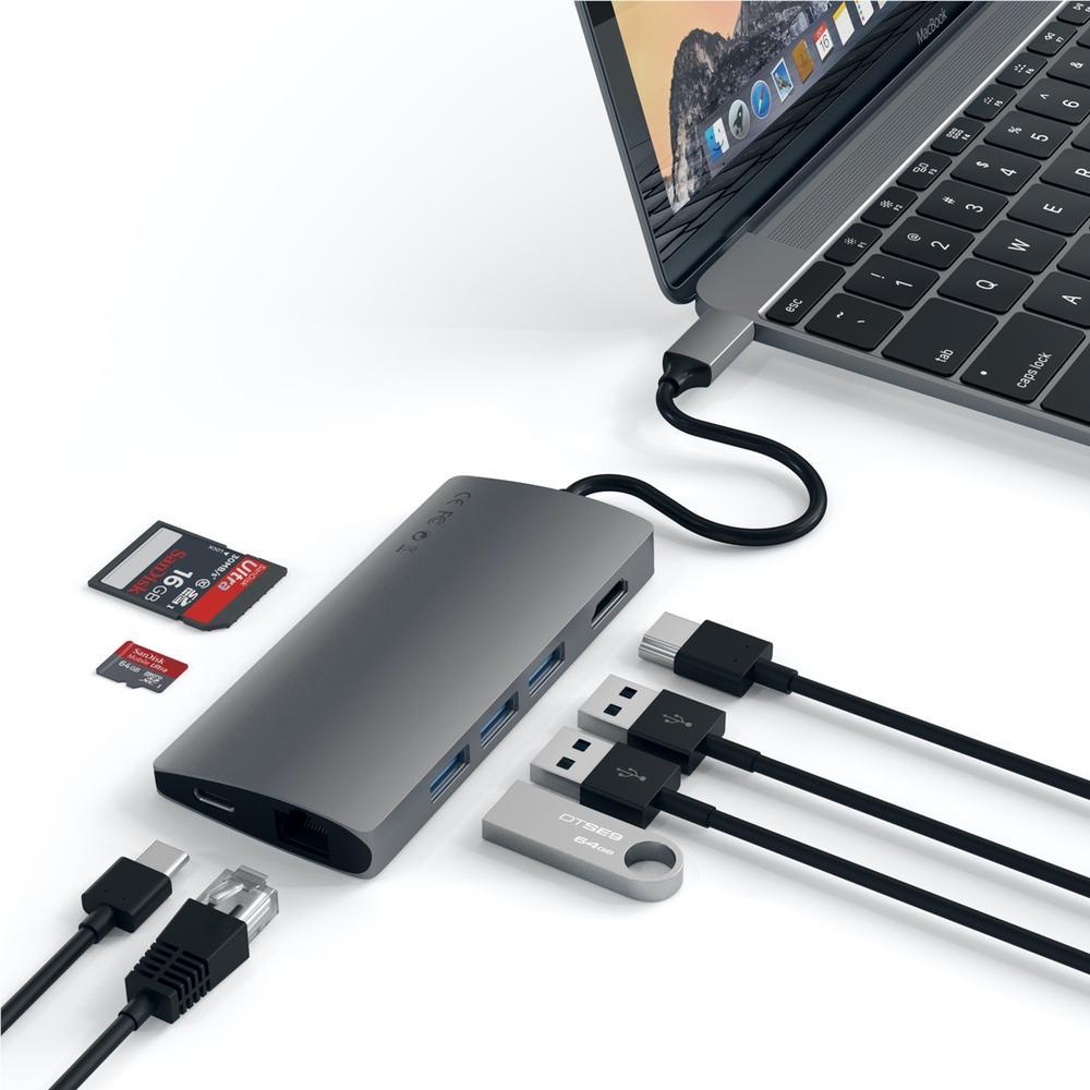 Satechi USB-C Multi-Port Adapter V2 with 4K HDMI and Ethernet, image 3 - USB Hubs & USB-C Hubs at Tech Supply Shed NZ