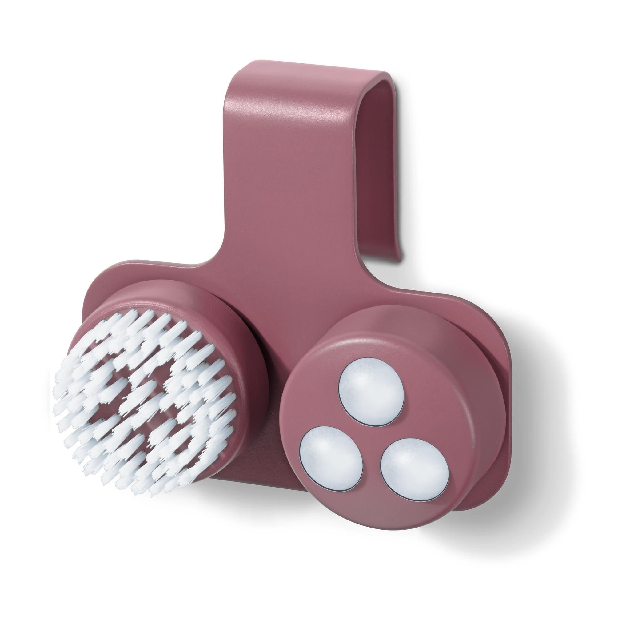 Pink massage attachment with three round roller heads for foot reflexology