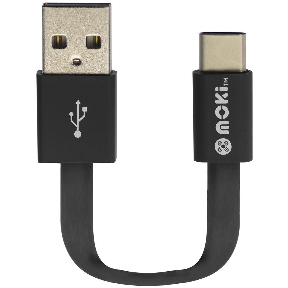 Moki SynCharge USB-C to USB-A 10cm Pocket Cable (Black)
