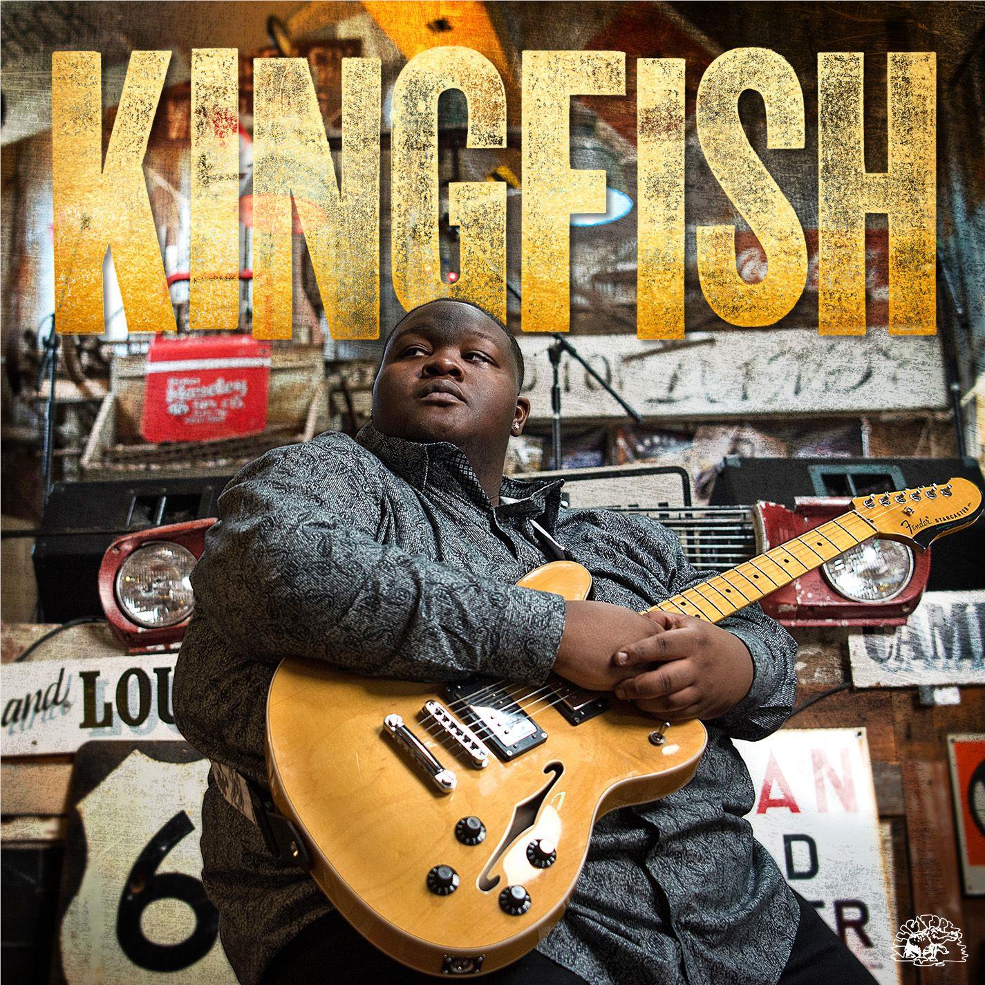 KINGFISH album cover featuring guitarist holding golden electric guitar
