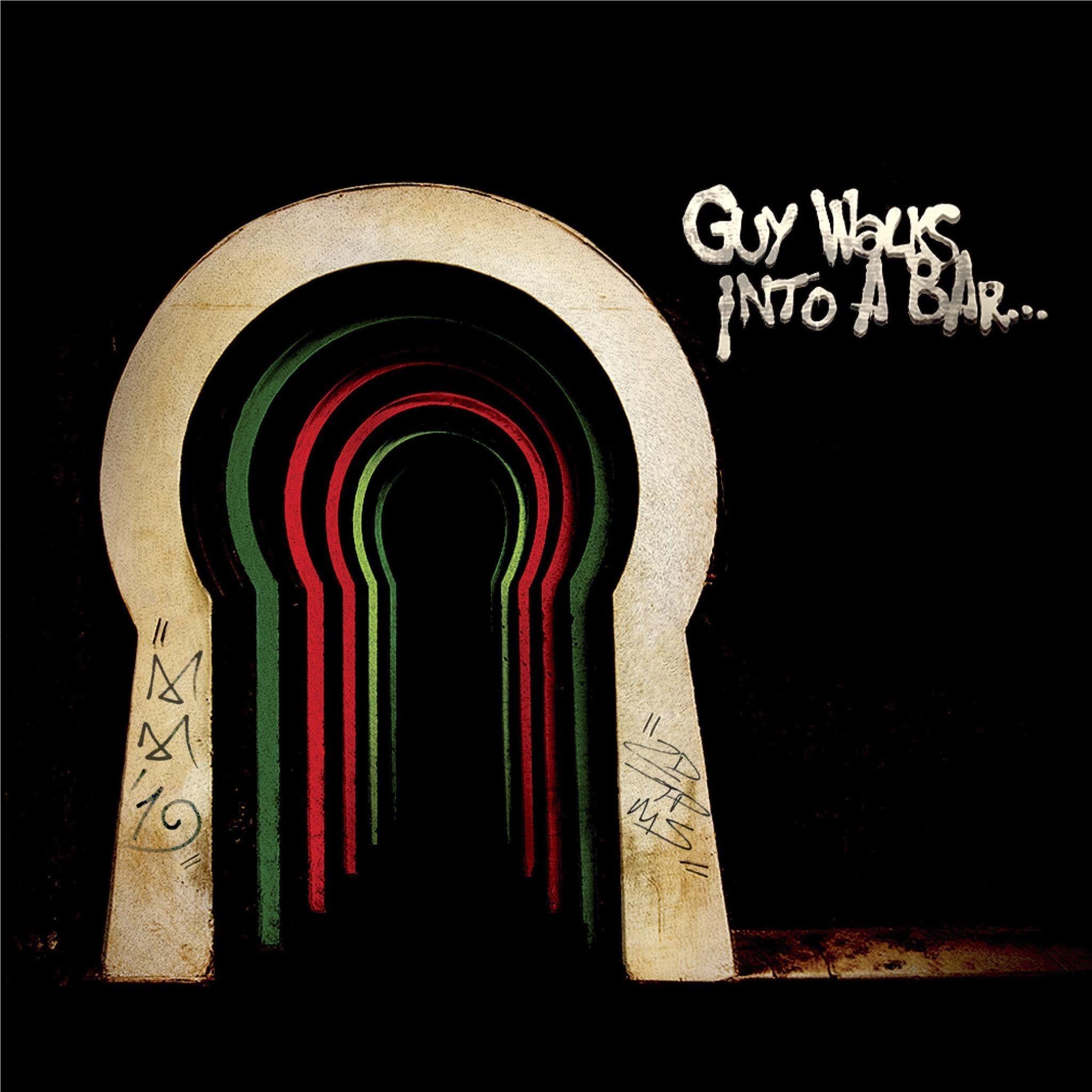 Album cover art: gold arch with multicolor neon lines and stylized bar text