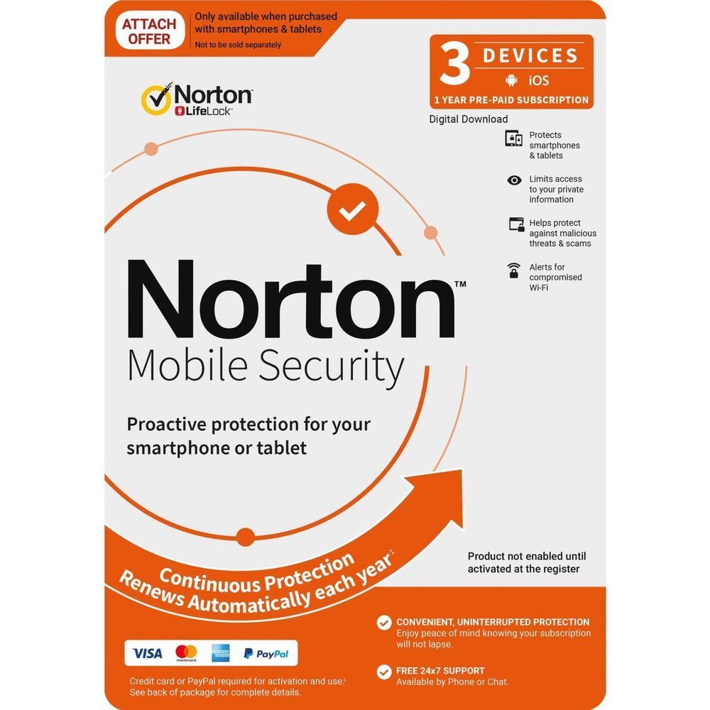 Norton Mobile Security 3-device 12-month digital download card