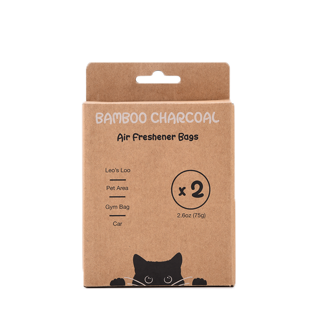 Bamboo charcoal air freshener bags cardboard package with cat graphic