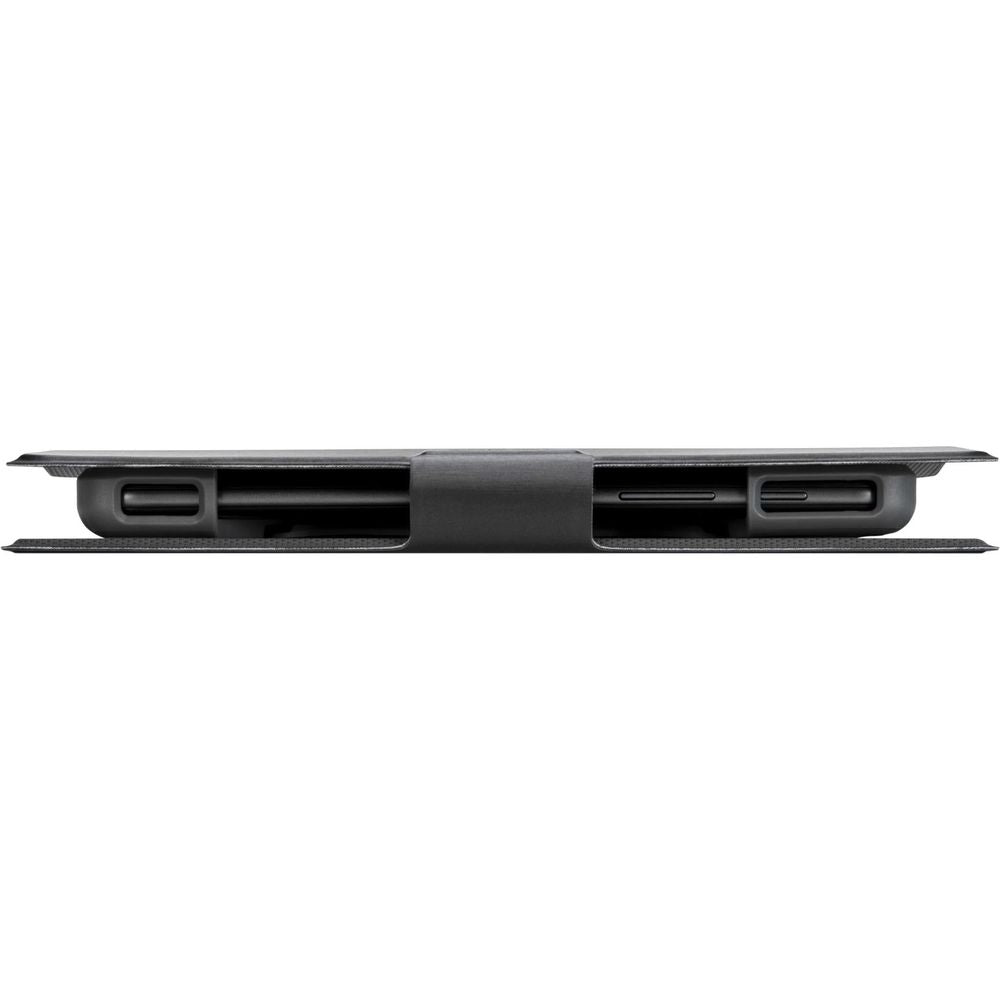 Black tablet case underside with cutouts for ports and ventilation