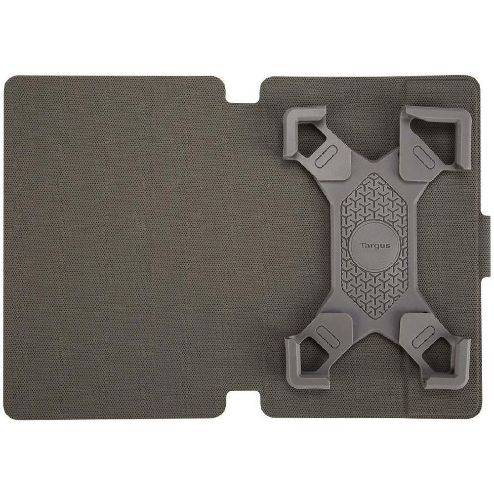 Tablet case interior with adjustable rotating mounting grips, dark gray