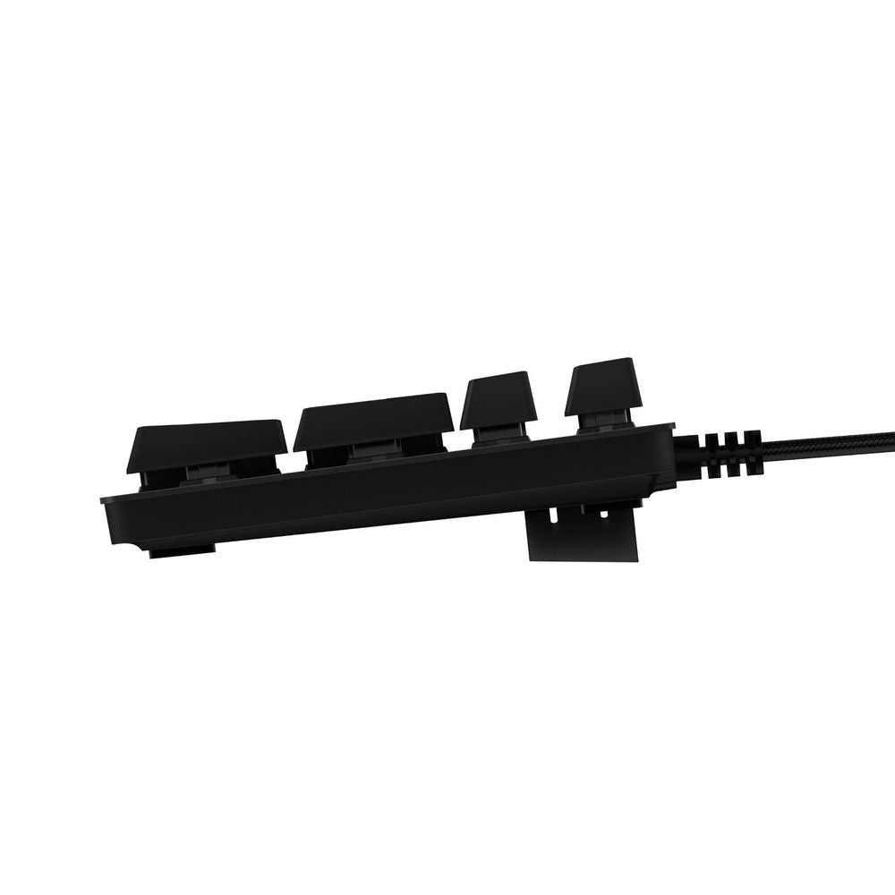 Keyboard side profile with switch area and USB cable attached