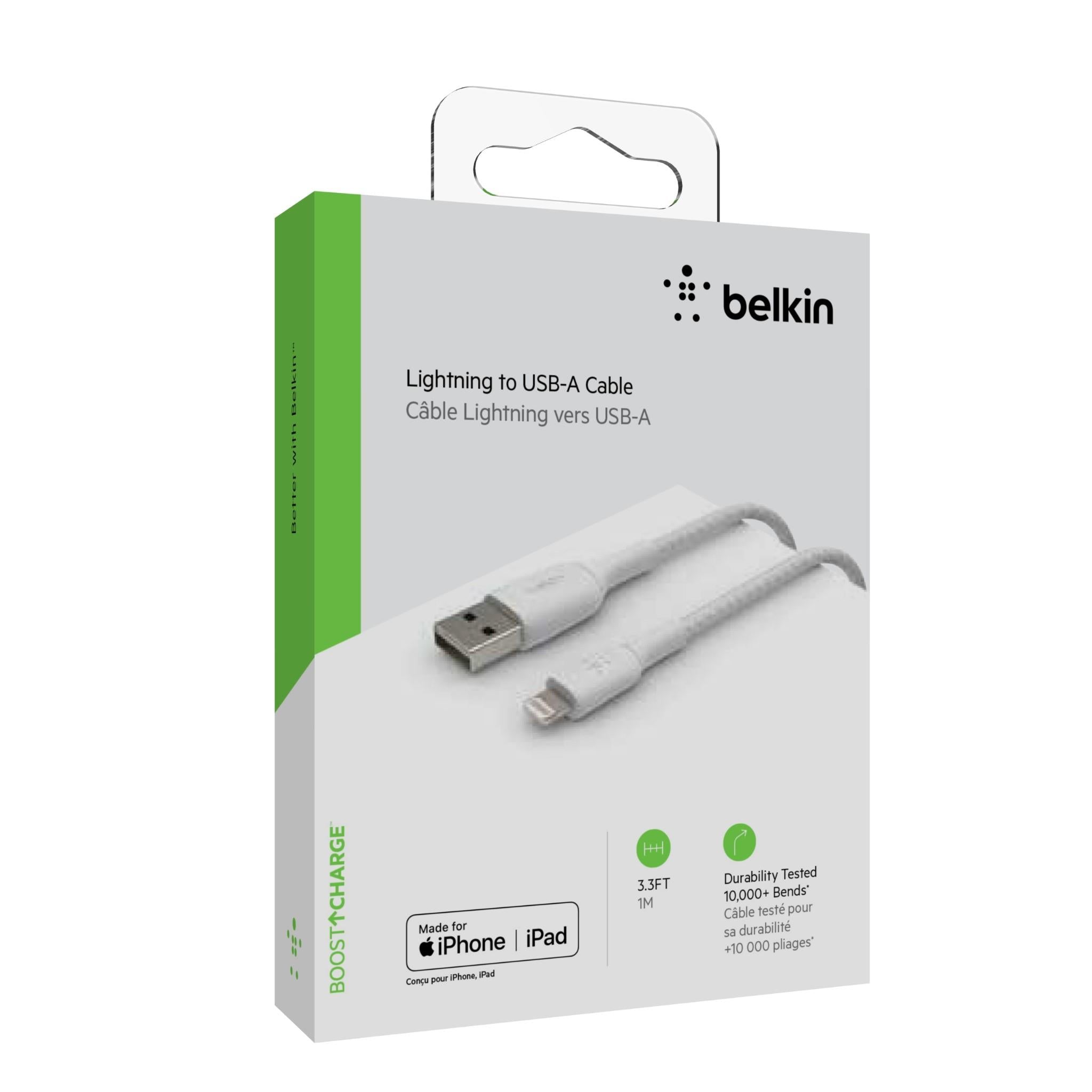 Belkin BoostUp Charge Lightning to USB-A 1m Braided Cable (White)
