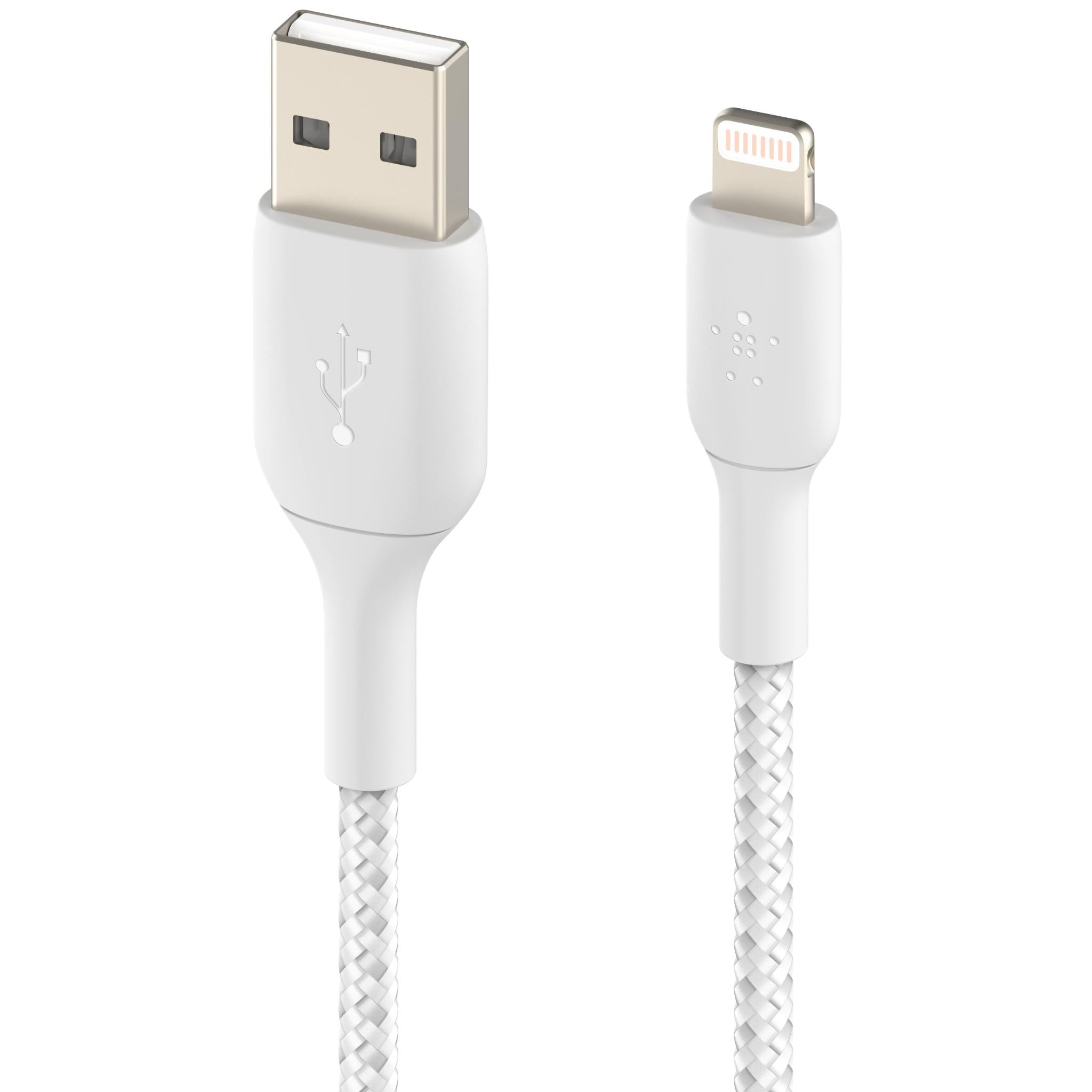 Belkin BoostUp Charge Lightning to USB-A 2m Braided Cable (White)