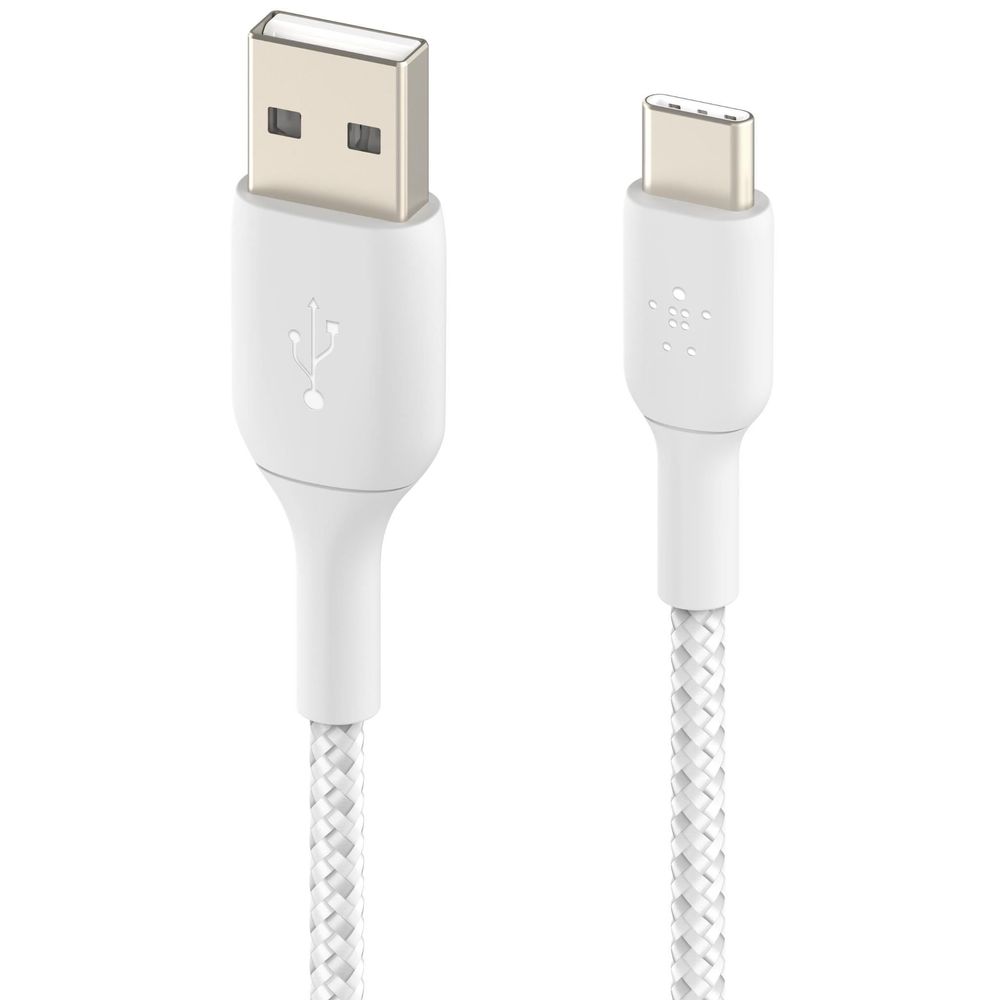 Belkin BoostUp Charge USB-A to USB-C 1m Braided Cable (White)
