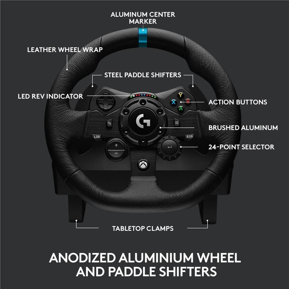 Anodized aluminum wheel with paddle shifters and black leather wheel wrap