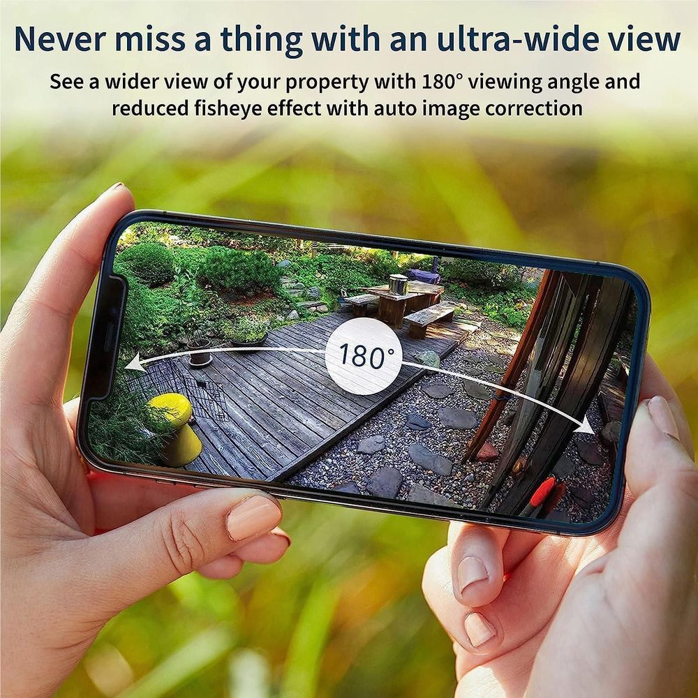 Mobile app showing ultra-wide 180° camera view on smartphone