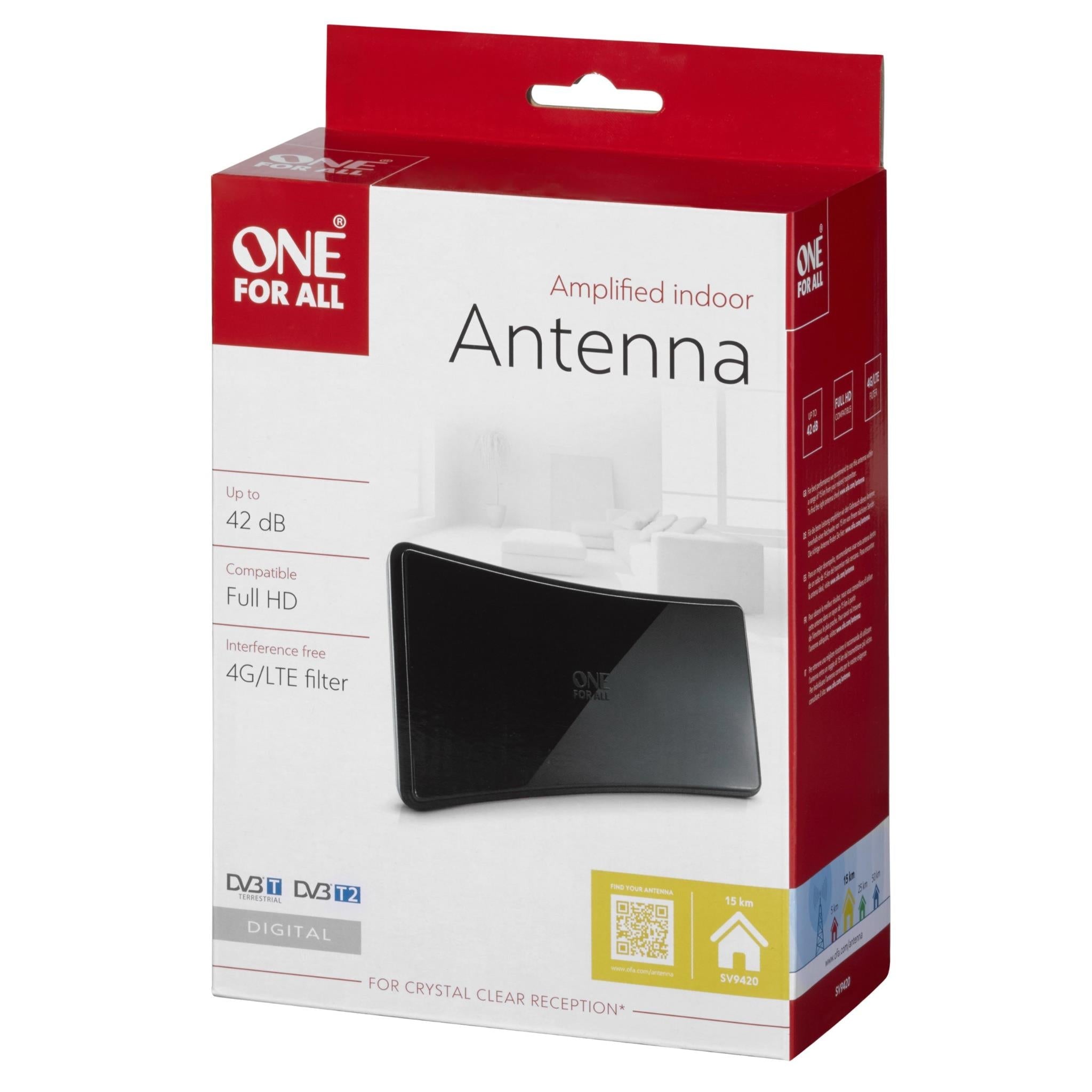 One For All Indoor Antenna Amplified (42dB)