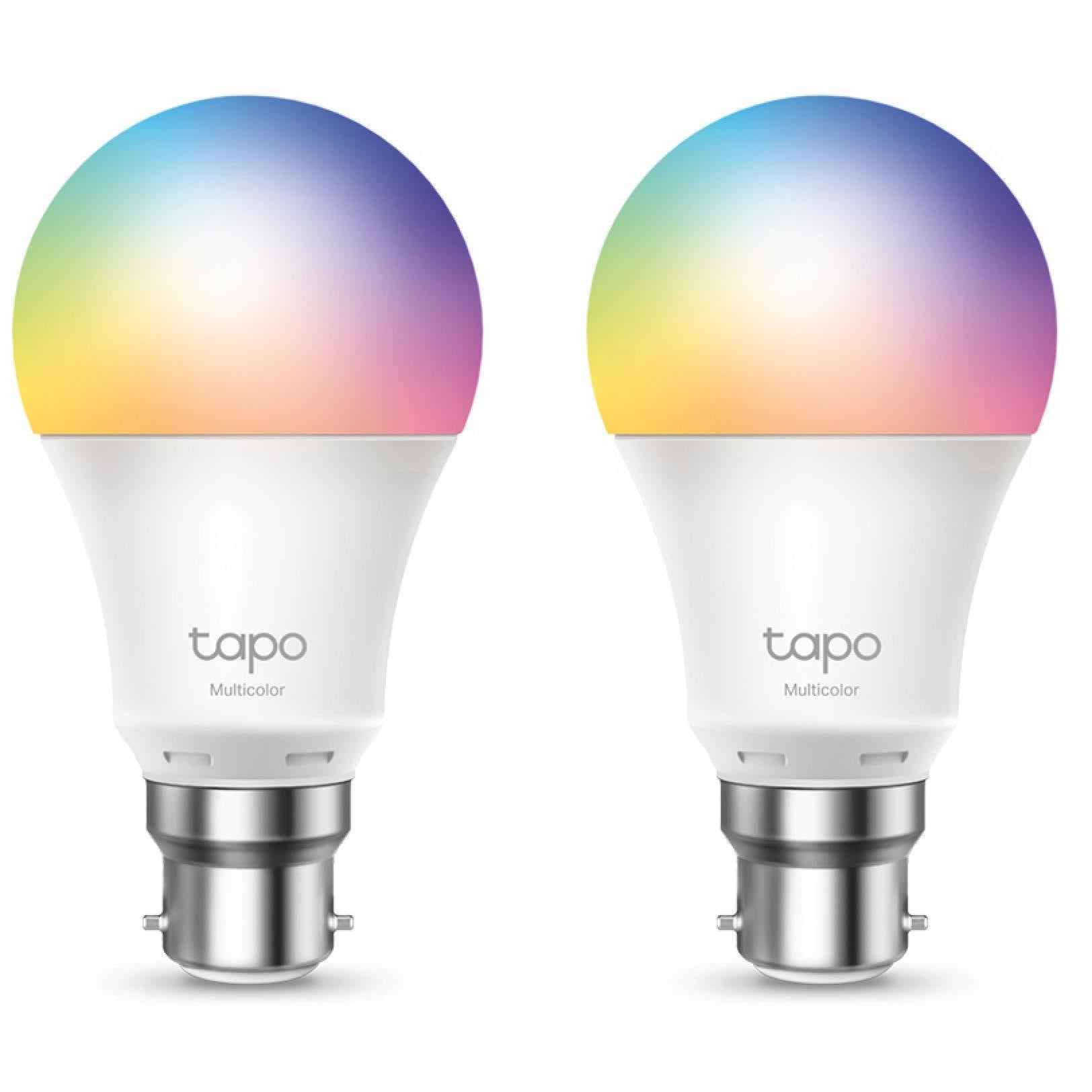 TP-Link Tapo multicolor Wi-Fi smart light bulbs, B22 base, 2-pack, with gradient top