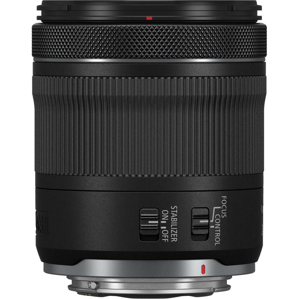 Canon 24-105mm zoom lens rear view with control switch and stabilizer markings