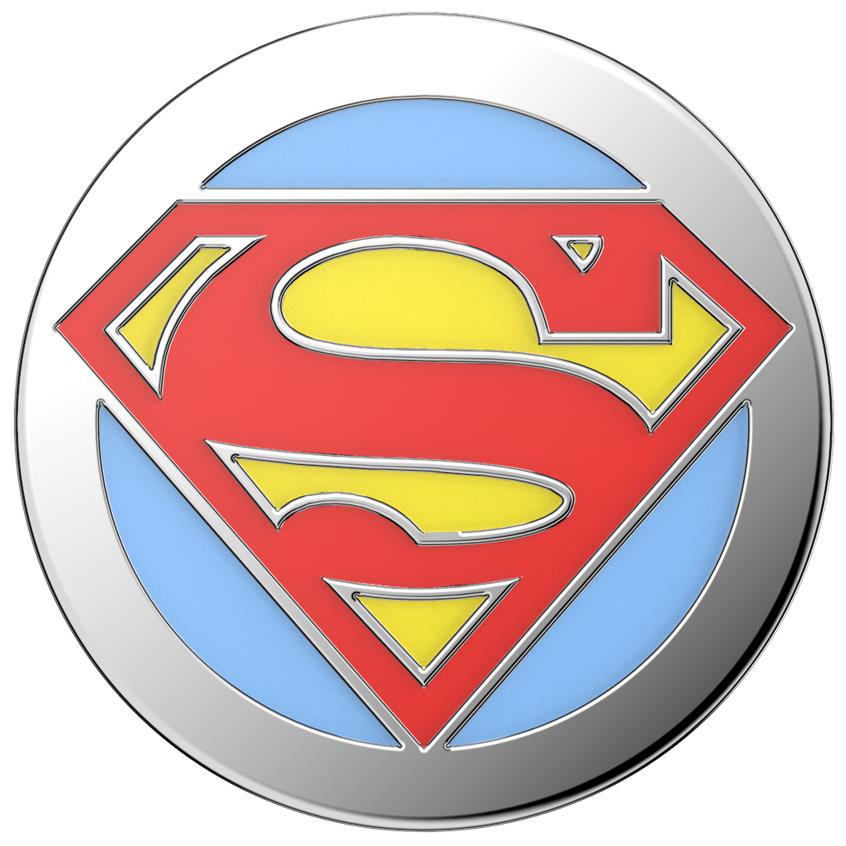 PopSockets PopGrip enamel Superman logo phone grip stand with silver rim