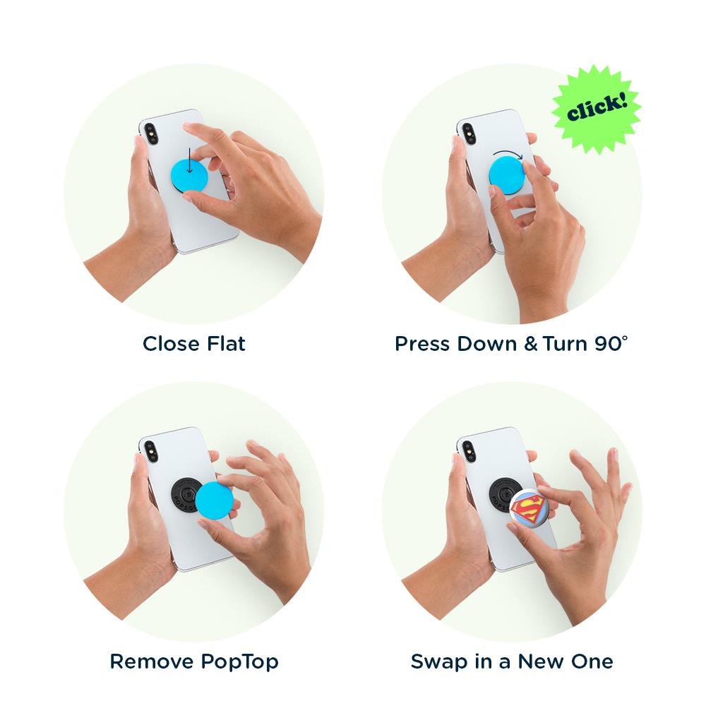 PopSockets PopGrip mounting and removal directions on a phone