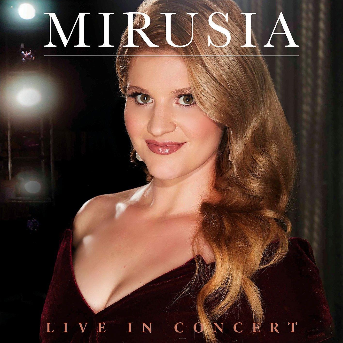 Live in Concert album cover with portrait of Mirusia in dark burgundy top