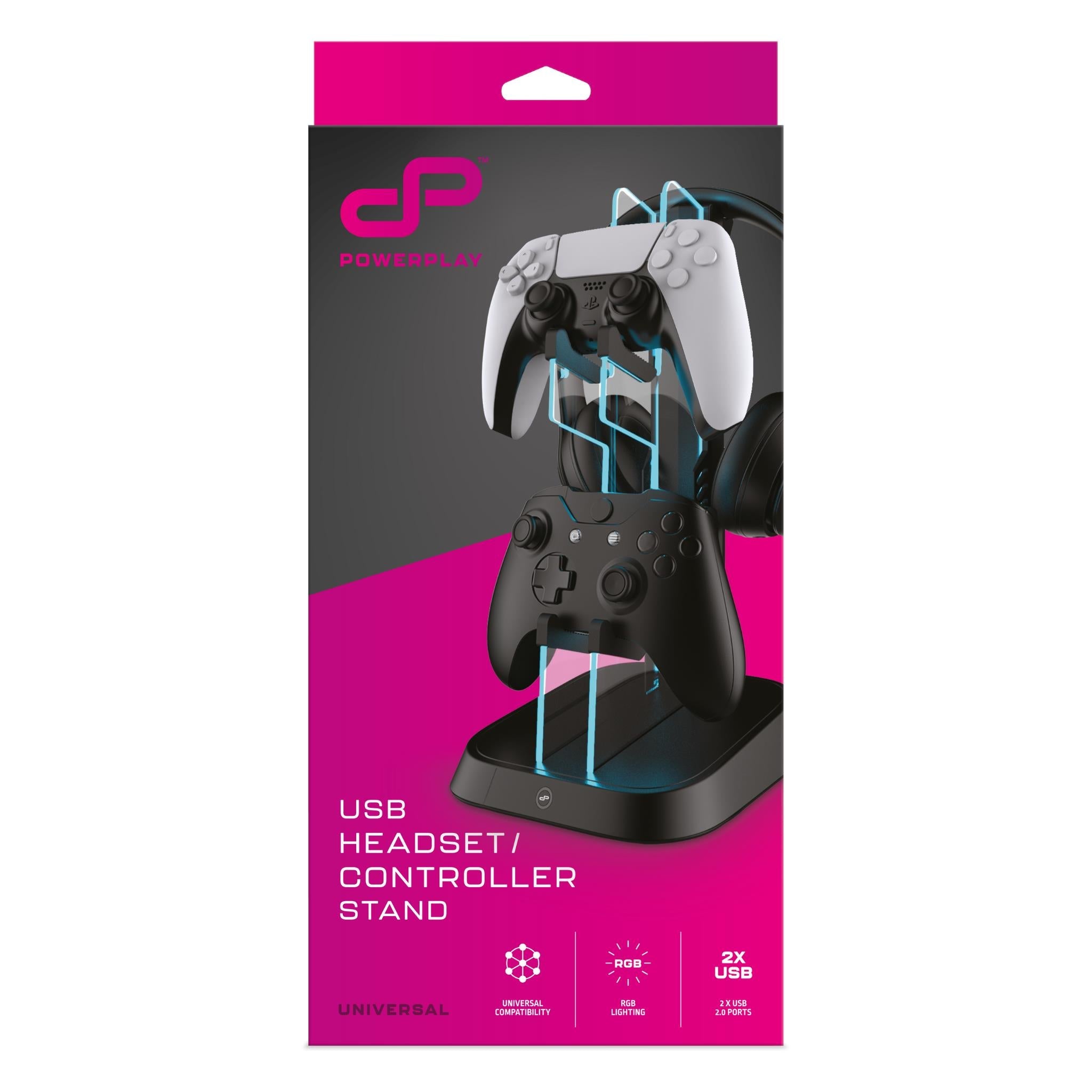 PowerPlay RGB headset and controller stand with two USB ports, image 5 - Electronic Gaming Accessories at Tech Supply Shed NZ