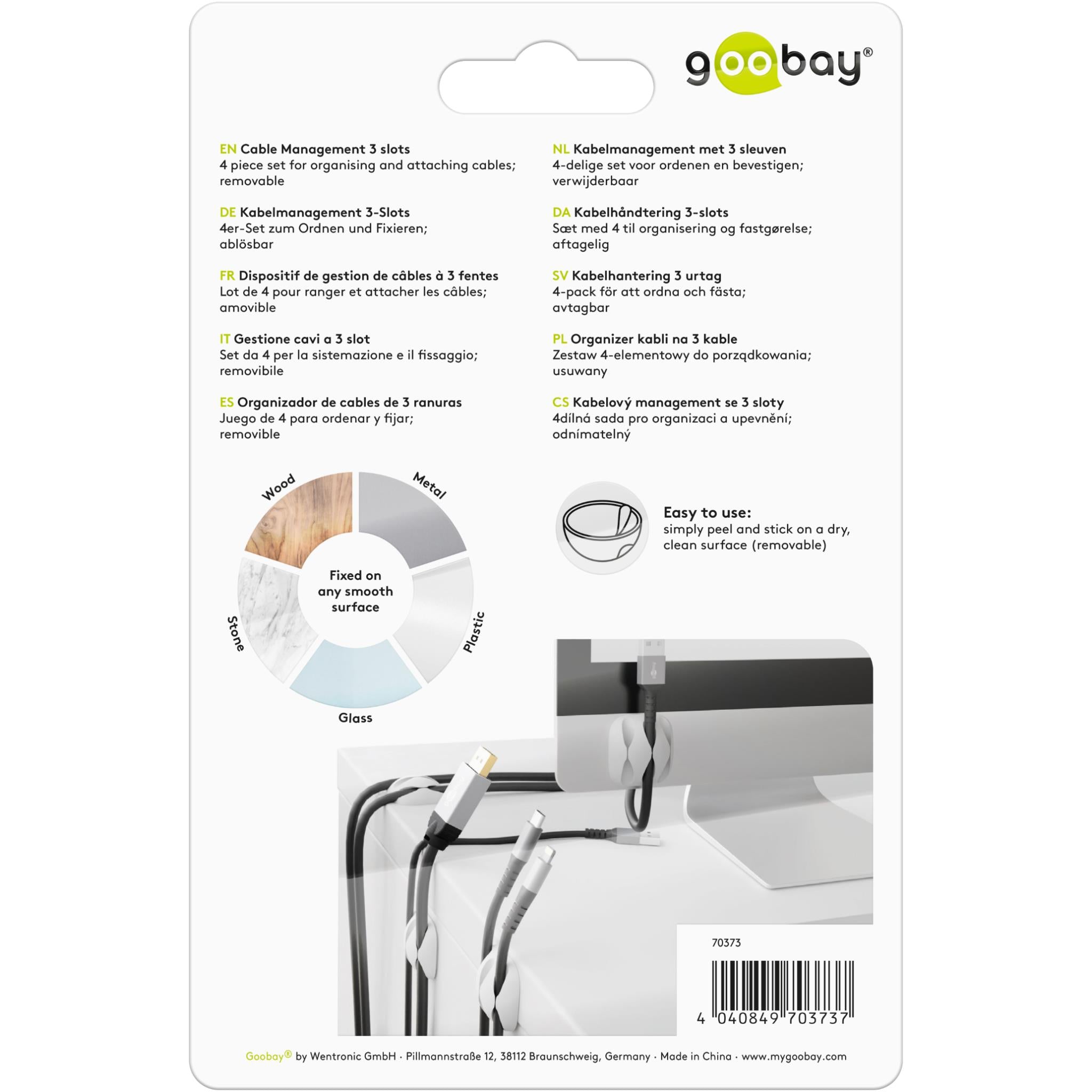 Goobay Cable Management 3 Slots (White)