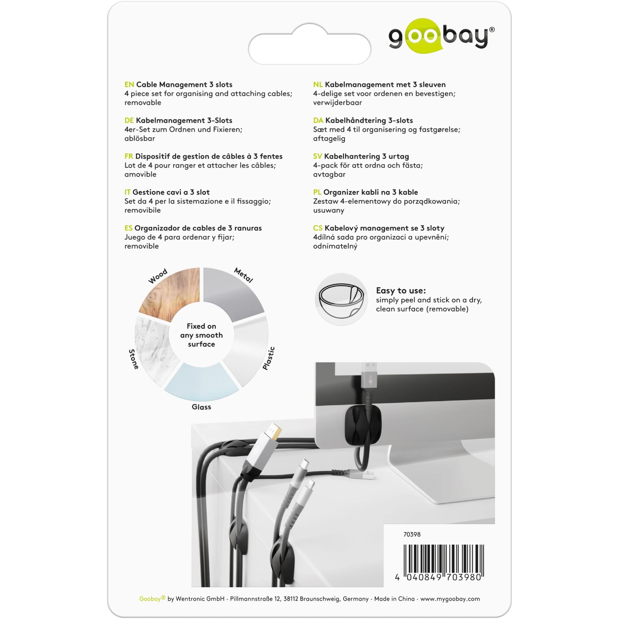 Goobay Cable Management 3 Slots (Black)