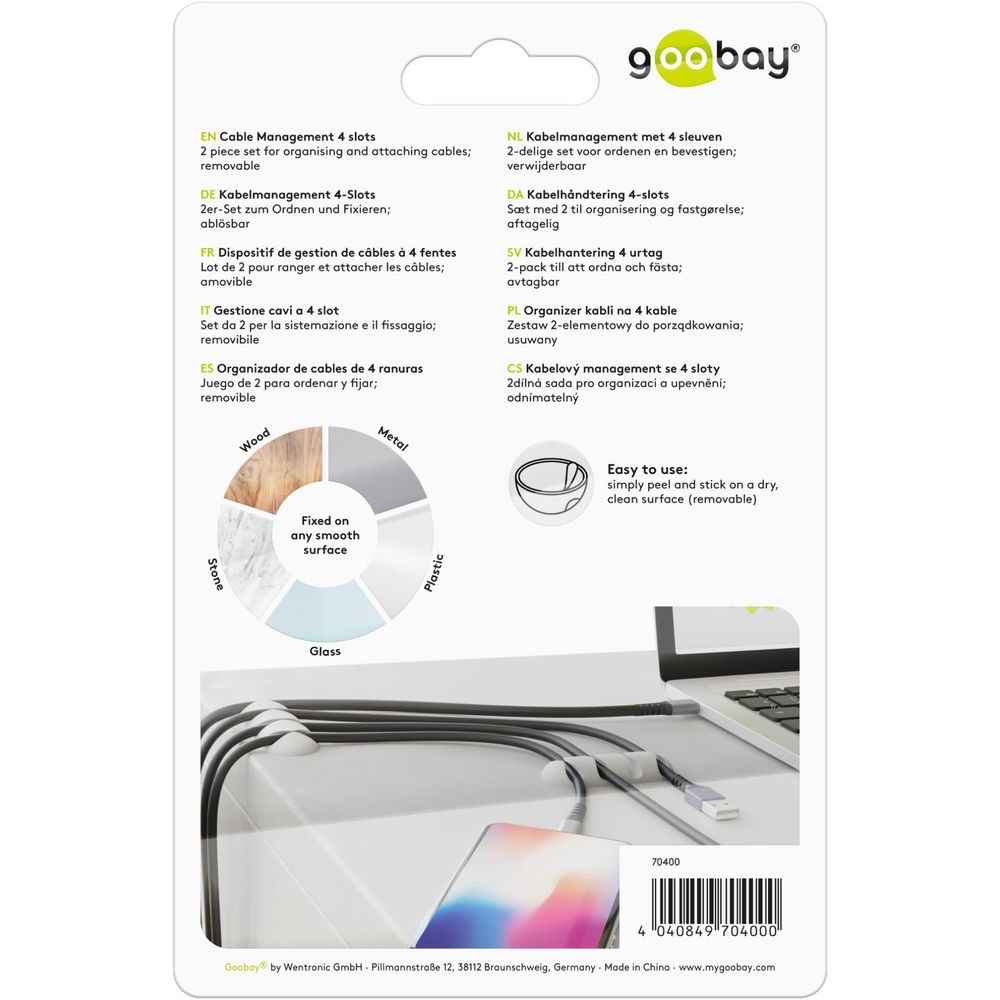 Goobay Cable Management 4 Slots (White)