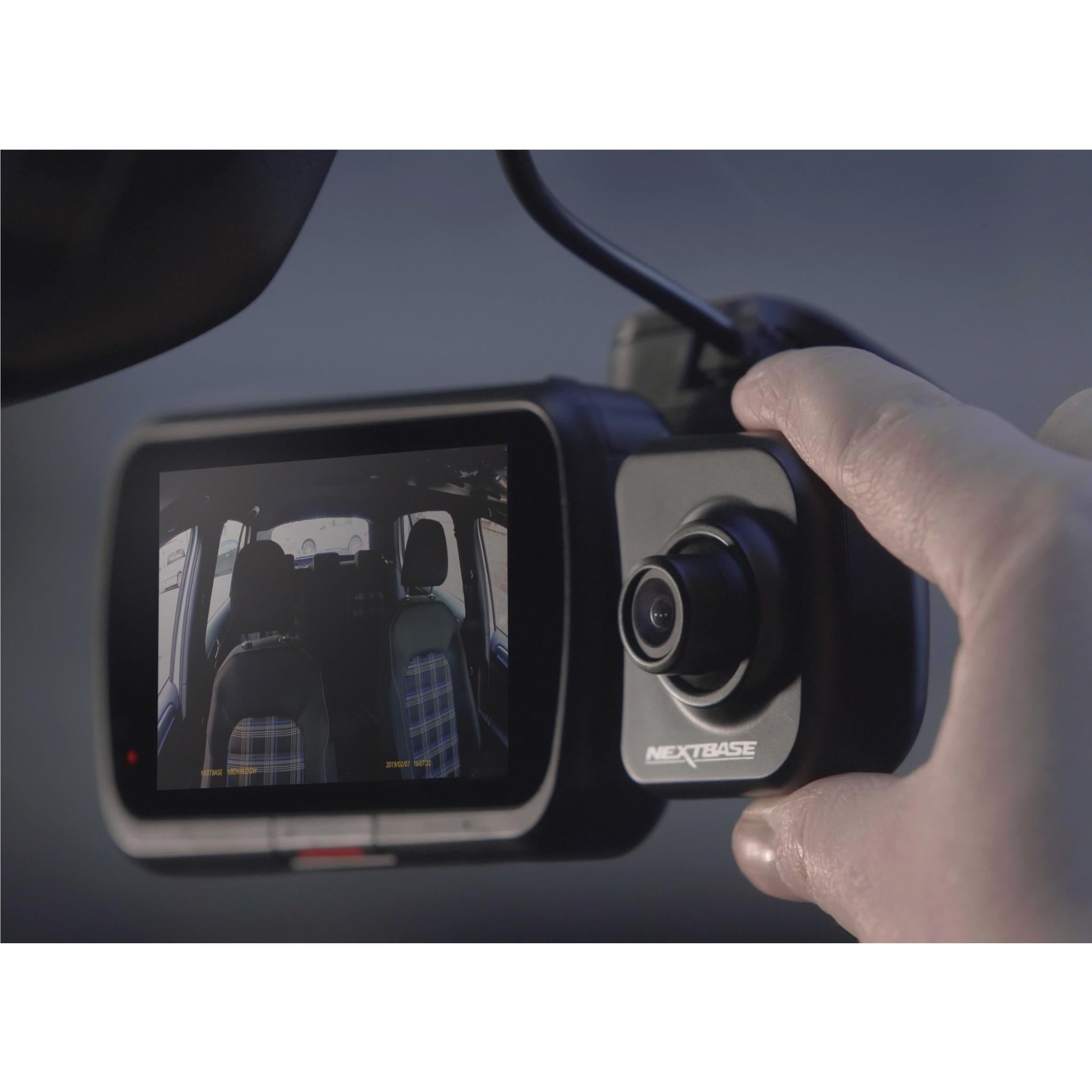 Cabin view interior camera in-car installation, handheld mounting near screen