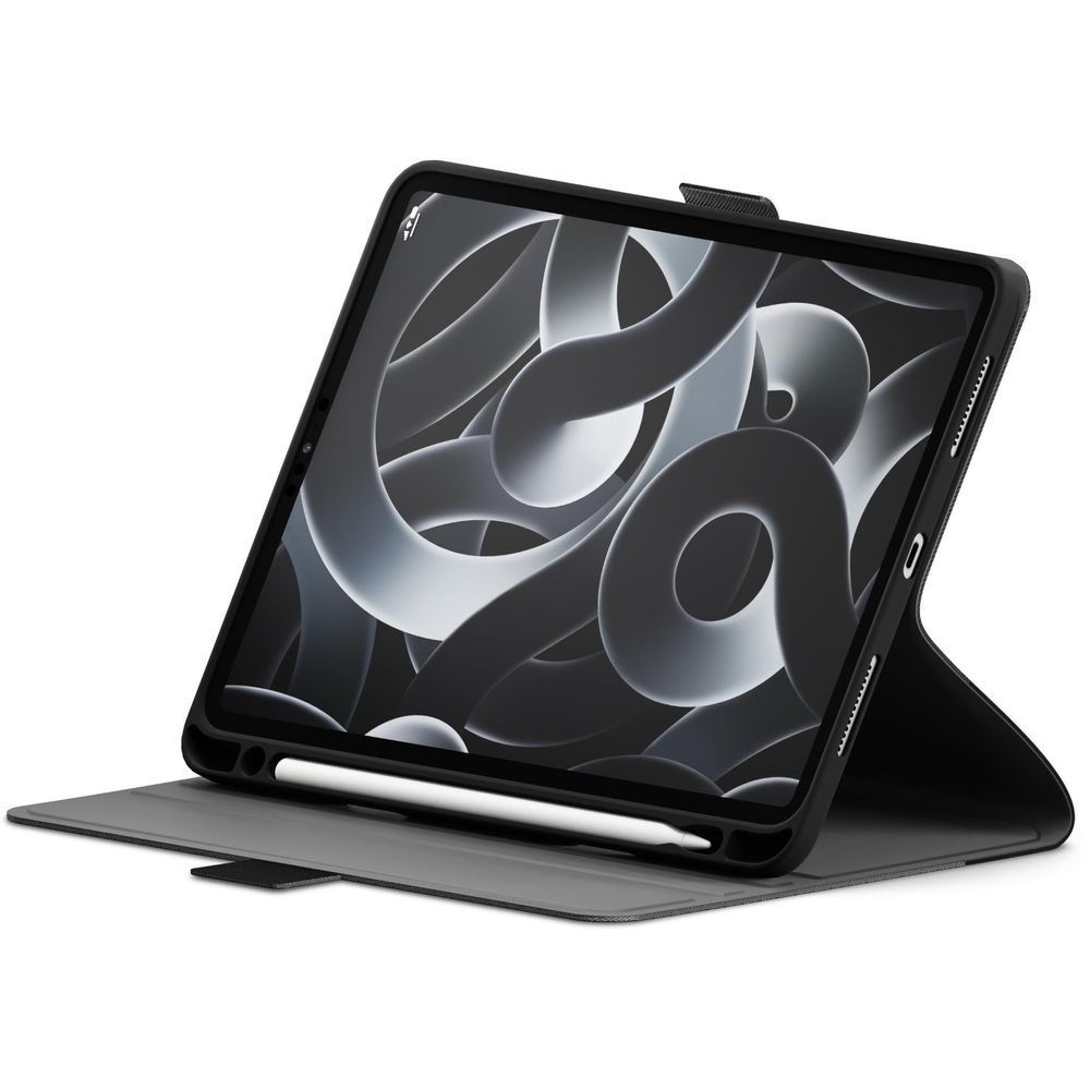 Black kickstand folio protective case with tablet screen window and stand base