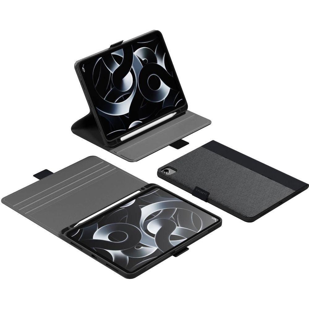 Black slim protective iPad case with flip stand and folding cover