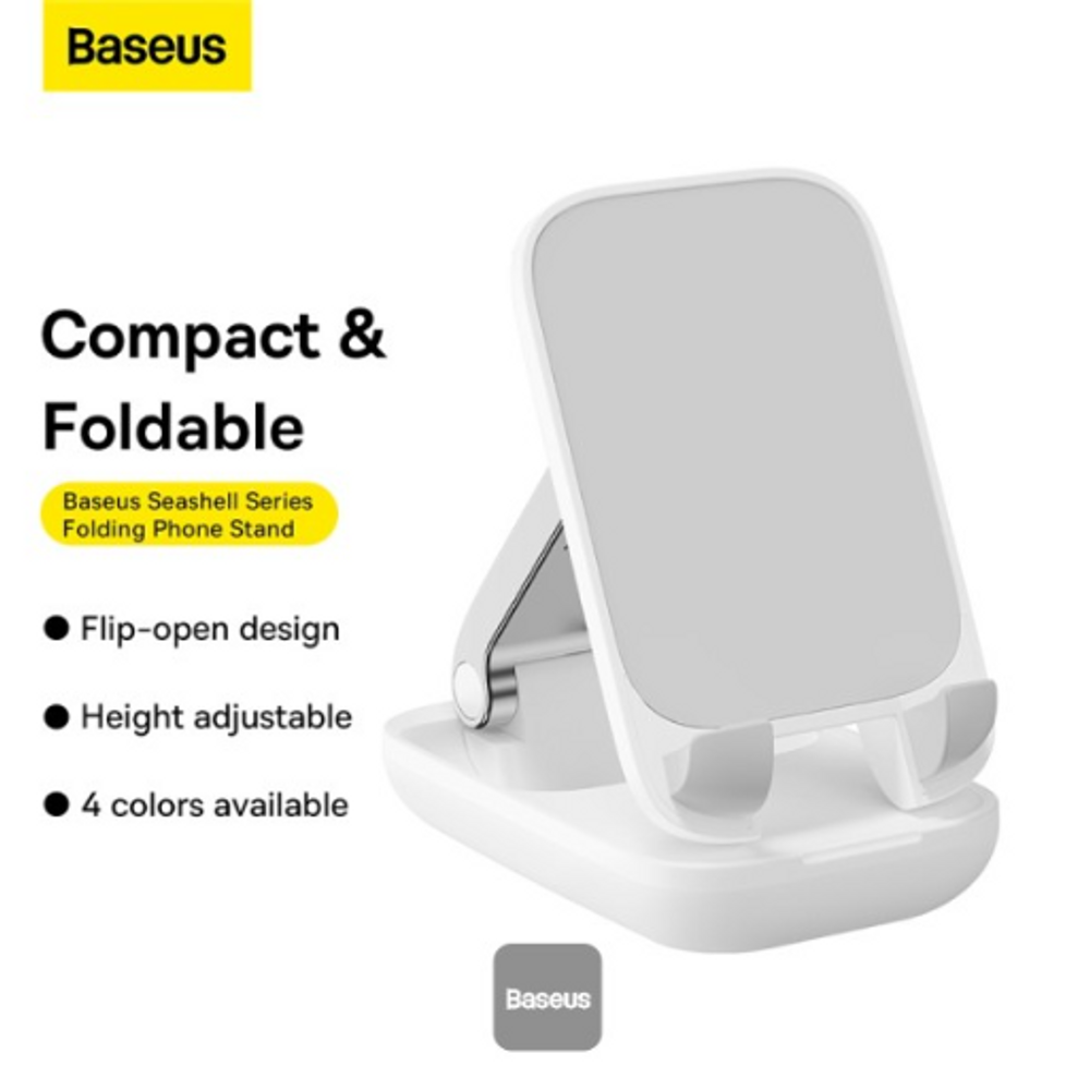 Baseus Moon White compact foldable phone stand, flip-open design