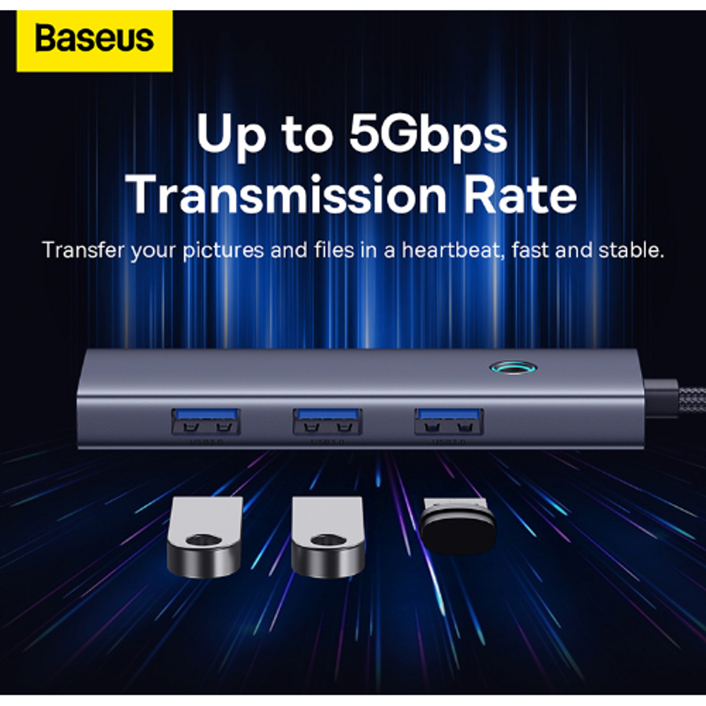 BAS30829 - OS-Baseus UltraJoy Series 4-Port HUB Space Grey（Type-C to USB3.0*4）