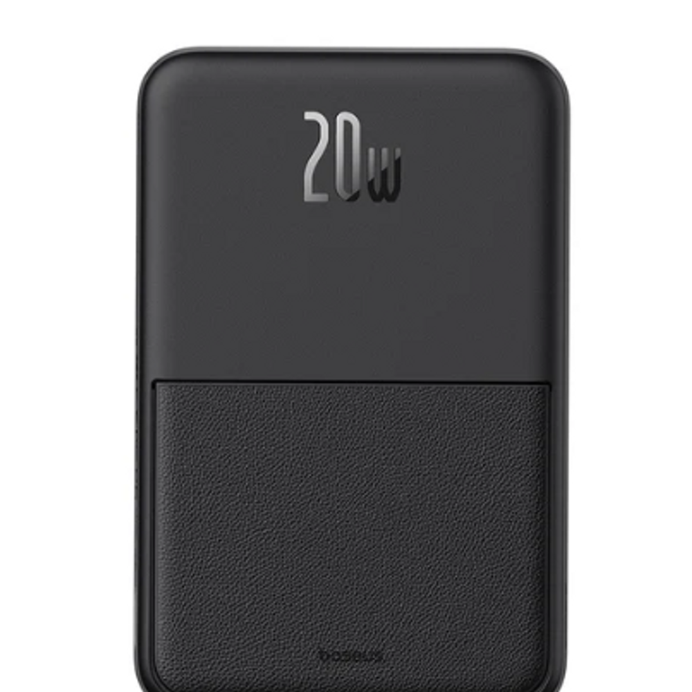Baseus wireless power bank back panel with 20W label and textured grip