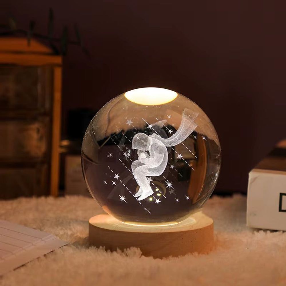 6/8Cm 3D Crystal Ball Planet Night Light Princekin