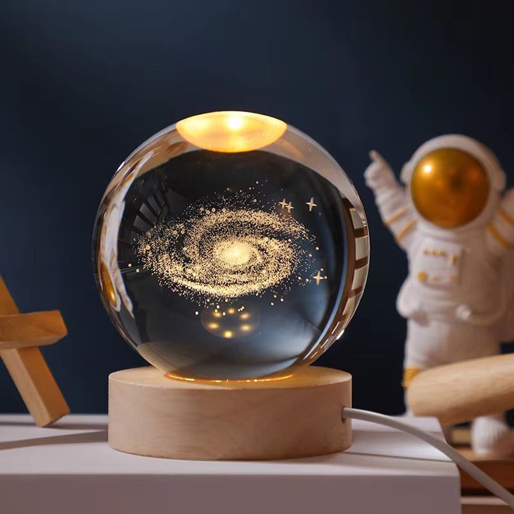 6/8Cm 3D Crystal Ball Planet Night Light Galaxy