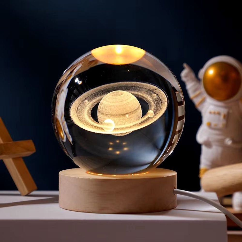 6/8Cm 3D Crystal Ball Planet Night Light Saturn