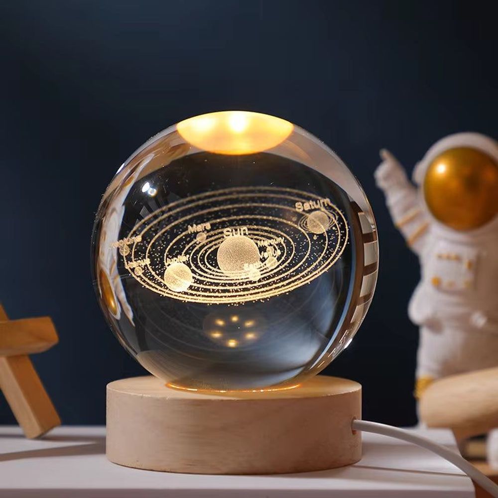 6/8Cm 3D Crystal Ball Planet Night Light Solar System