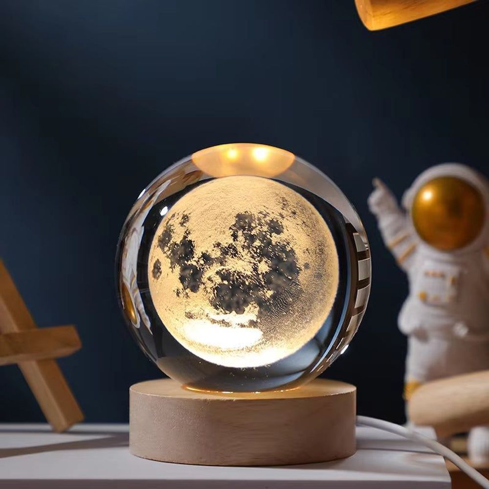 6/8Cm 3D Crystal Ball Planet Night Light Moon