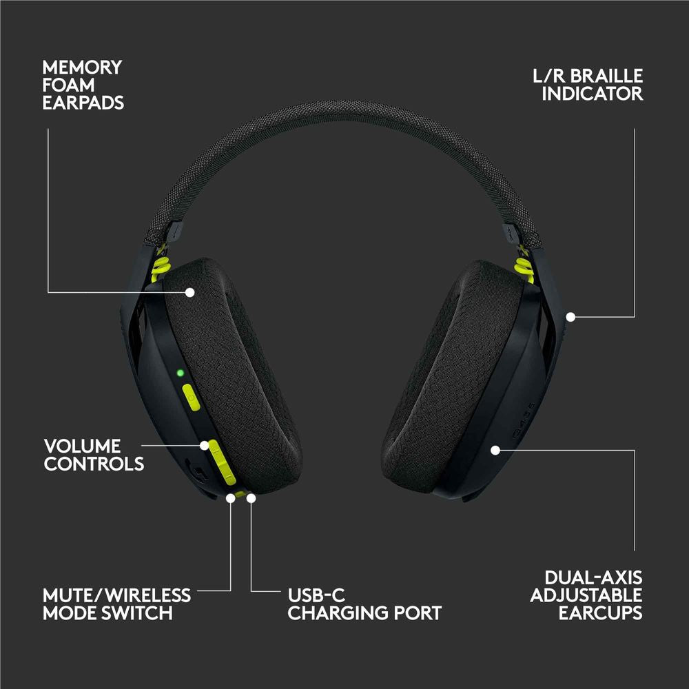 Logitech G435 LIGHTSPEED Wireless Gaming Headset (Black)