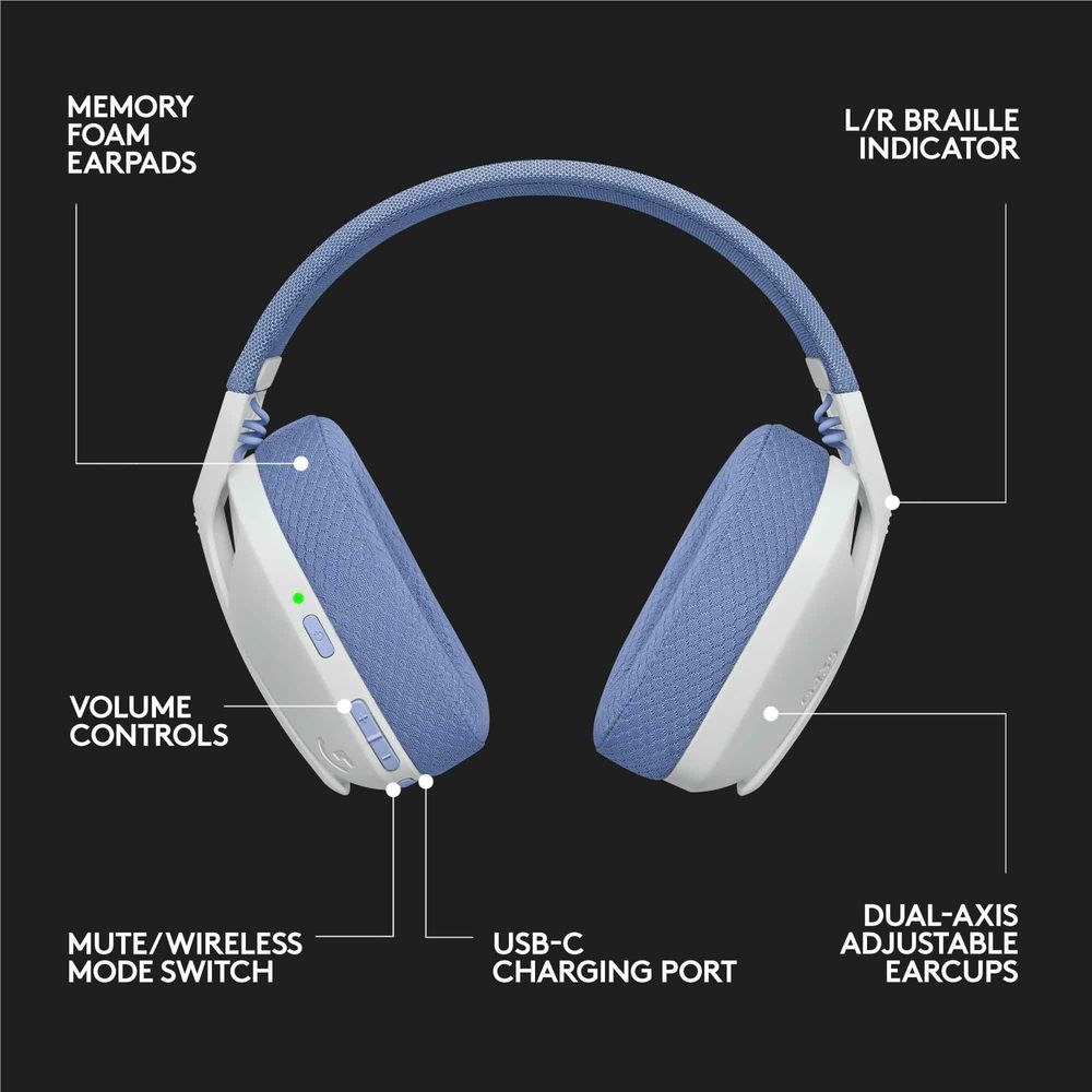 Logitech G435 LIGHTSPEED Wireless Gaming Headset (White)