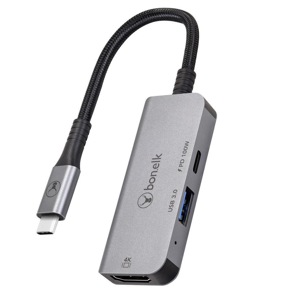Bonelk Long-life USB-C 3 in 1 Multiport Hub (Space Grey)