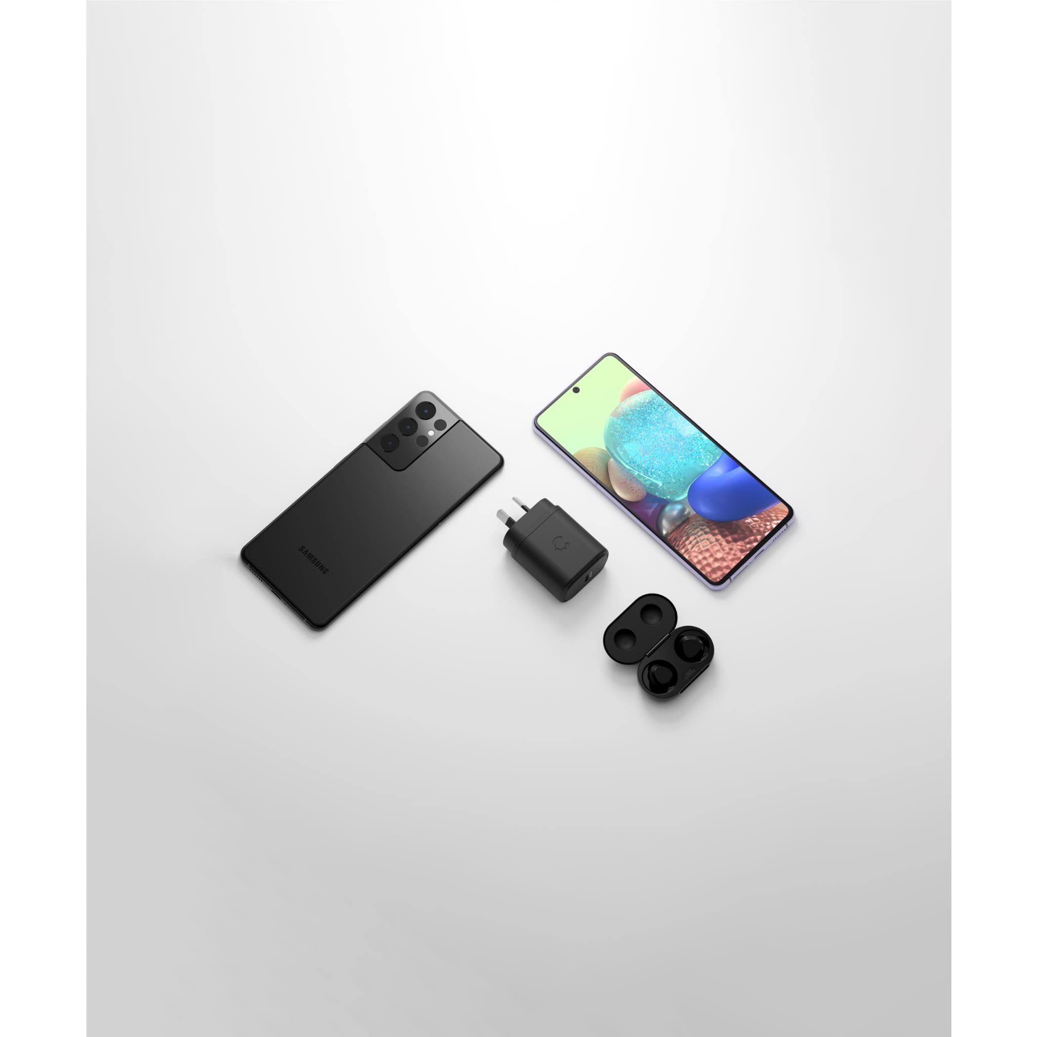 Black USB-C wall charger with compact charging adapter pieces