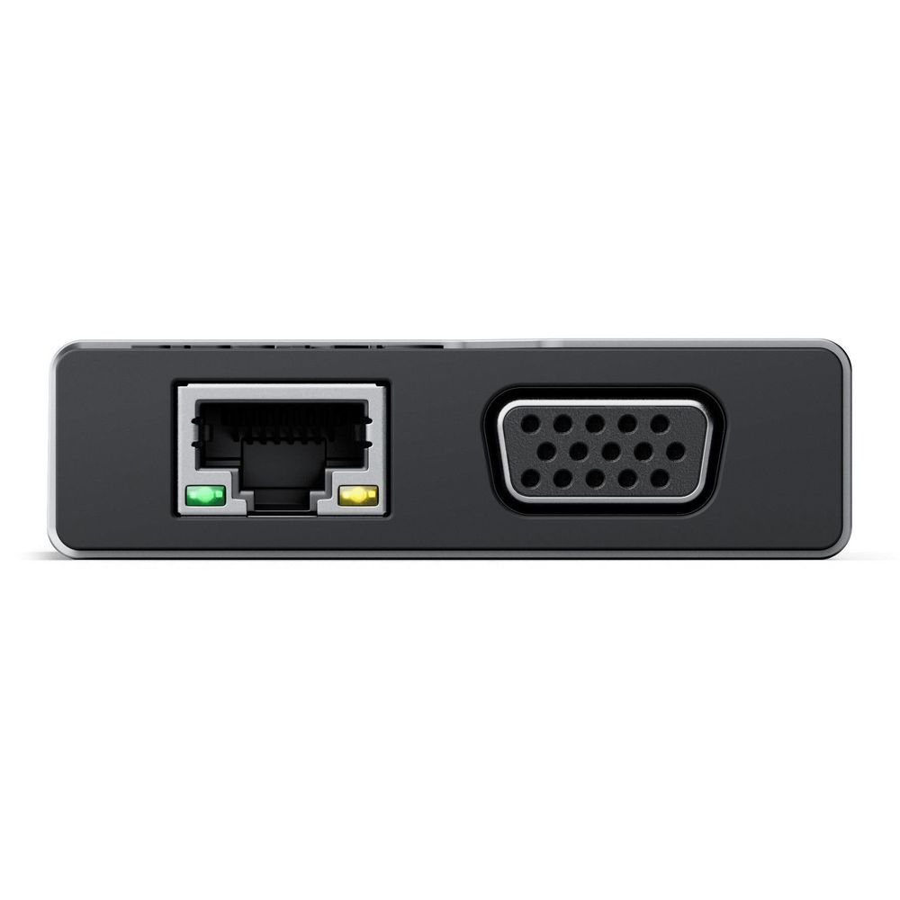 ALOGIC USB-C dock rear ports: RJ45 Ethernet and VGA D-Sub, black