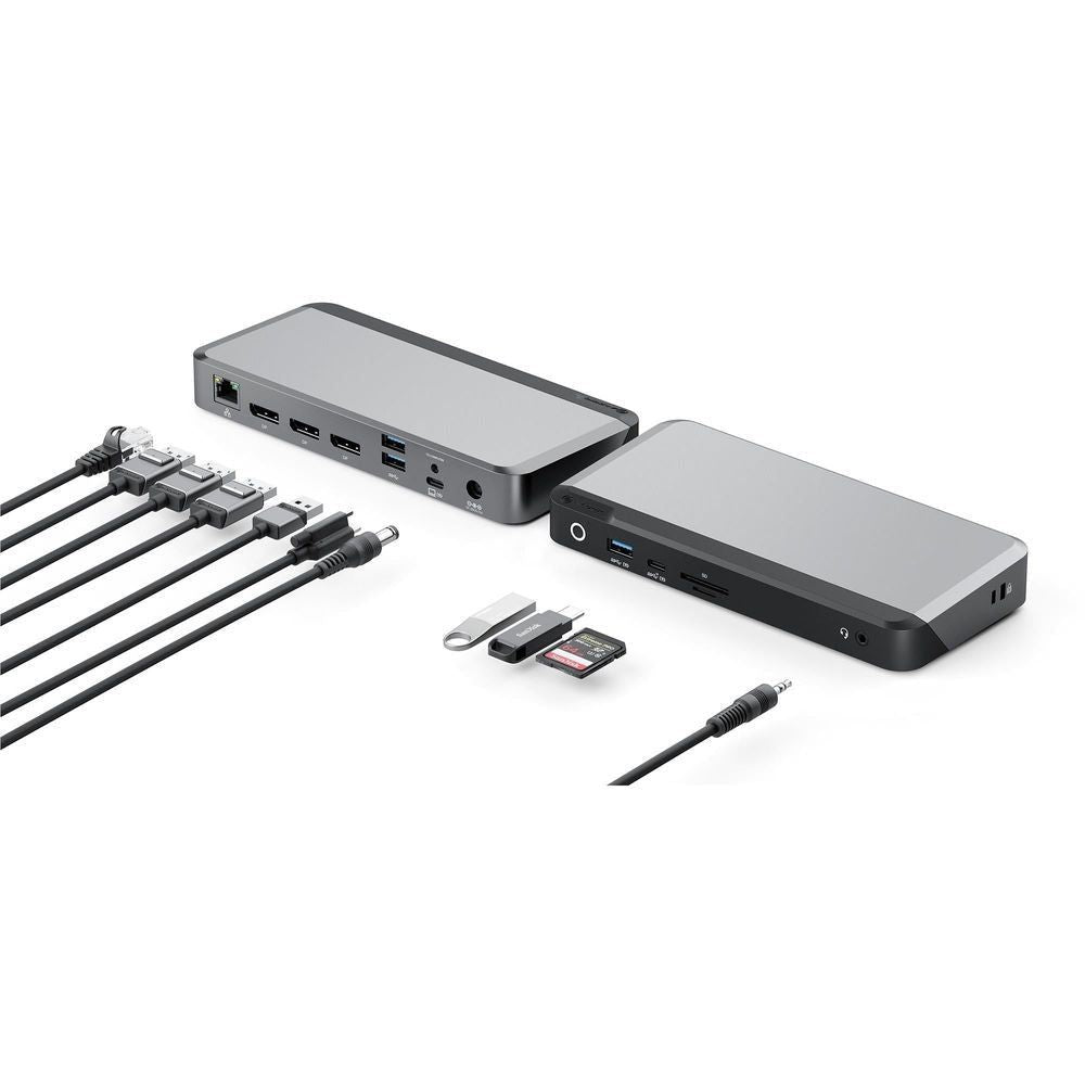 ALOGIC universal triple 4K docking station with connecting cables and adapter