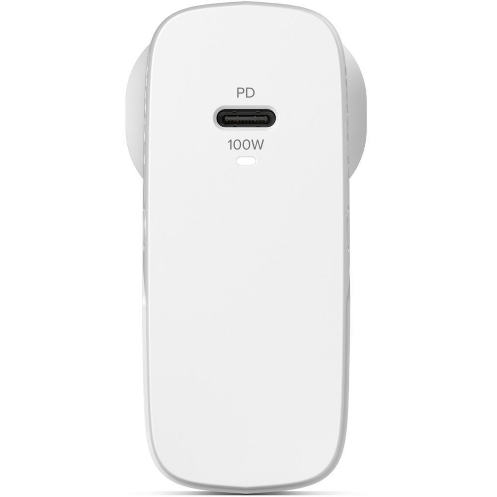 White 100W GaN PD wall charger front view with charging port and 100W label