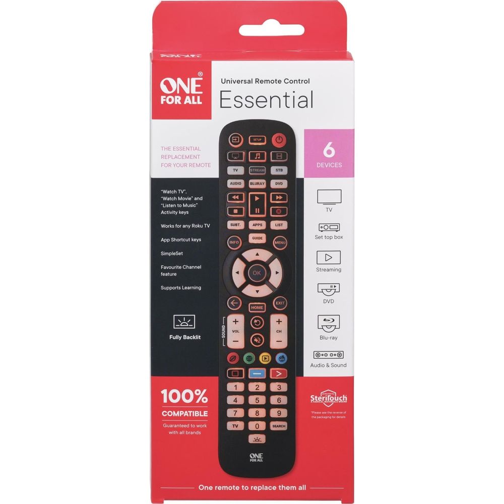 One For All Essential 6 Antimicrobial Remote Control