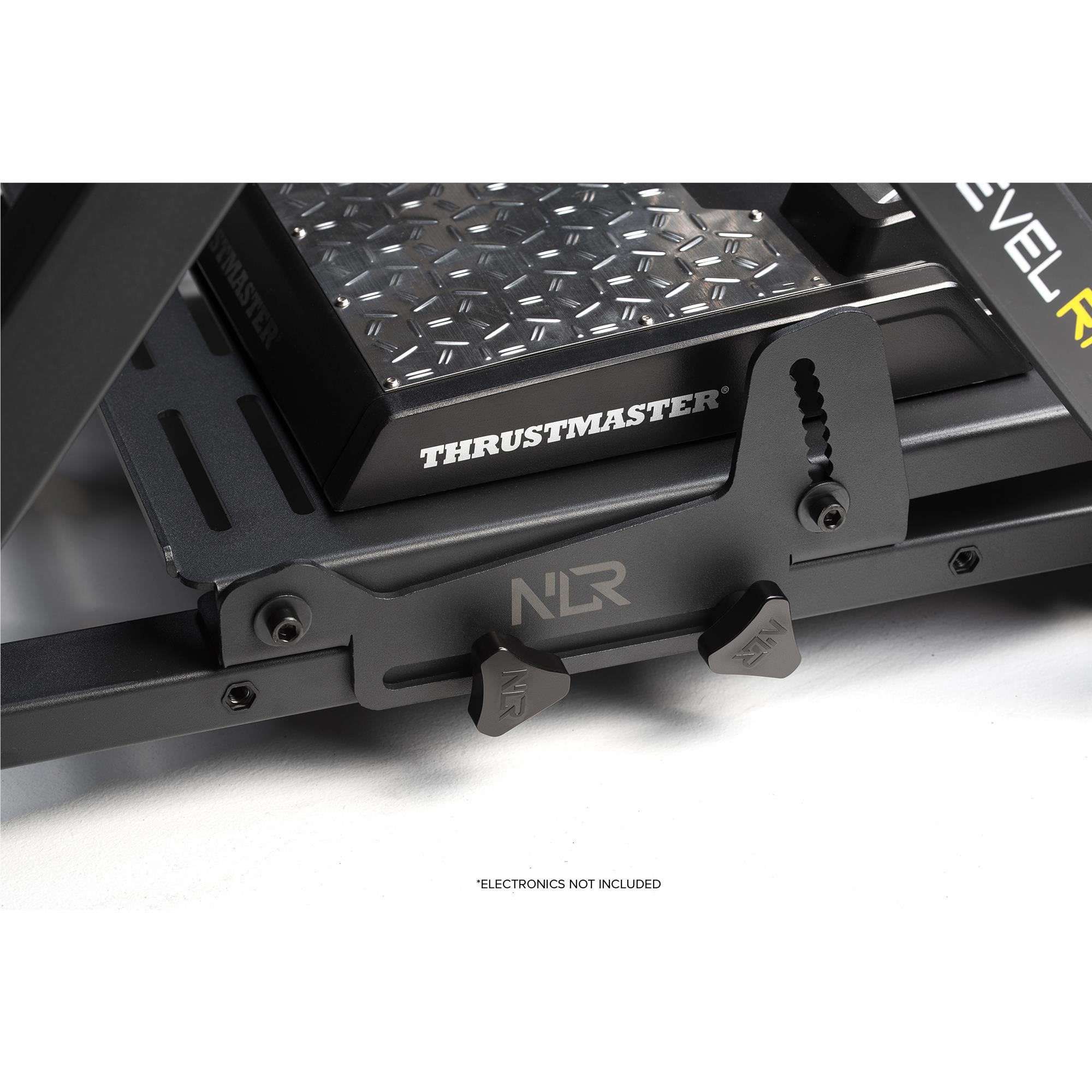 Close-up of wheel stand crossbar with NR label and mounting hardware
