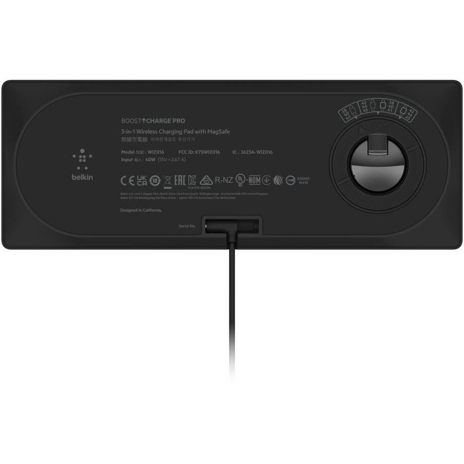 Belkin BoostUp Charge Pro 3-in-1 Wireless Charging Pad with MagSafe (Black)
