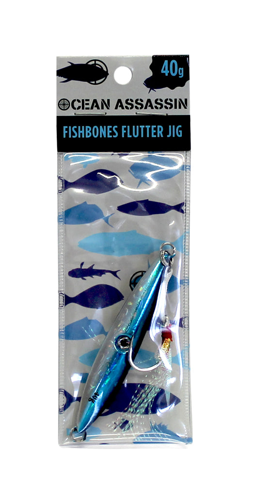 Ocean Assassin Fishbones Flutter Jig - Blue 40 gram