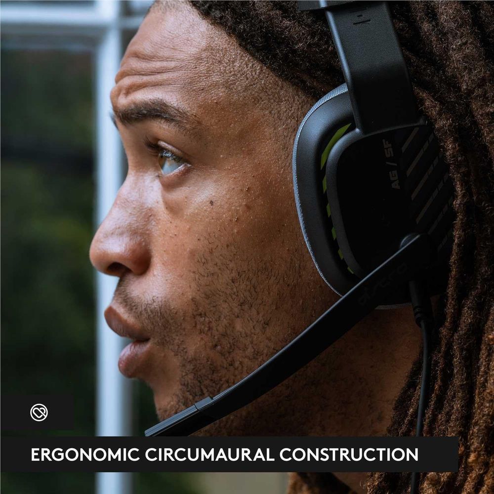 Black over-ear gaming headset with boom mic and cushioned ear pads